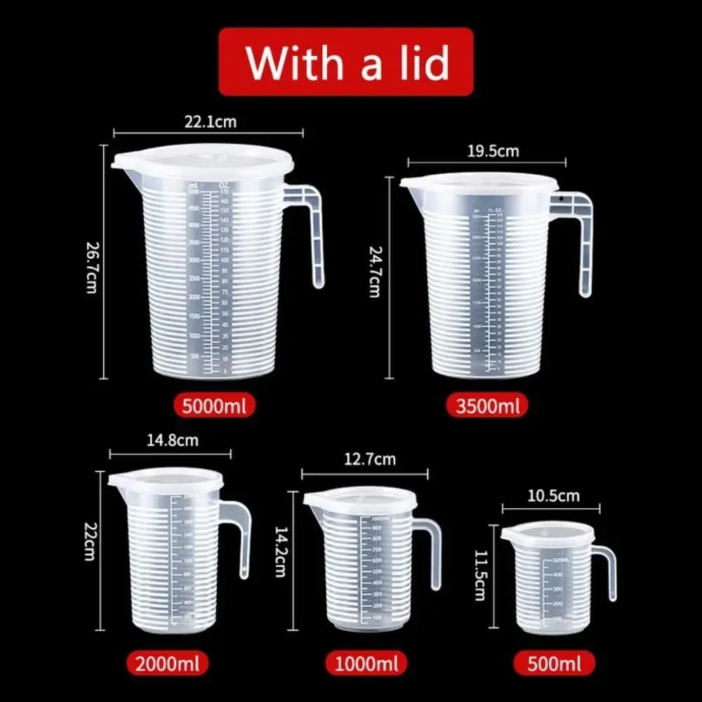 Kuhinjska mjerna posuda sa skalom 100–5000 ml, plastična mjerica otporna na toplinu