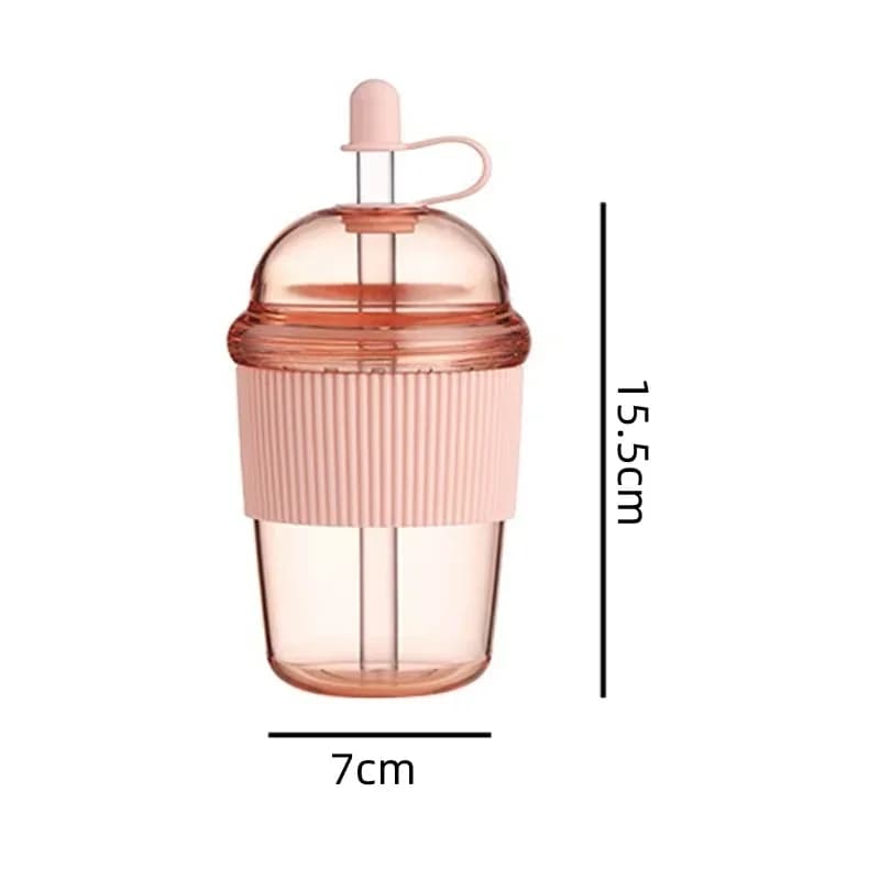 Prijenosna plastična čaša sa slamkom na preklop 430ml, za vodu, kavu i sok