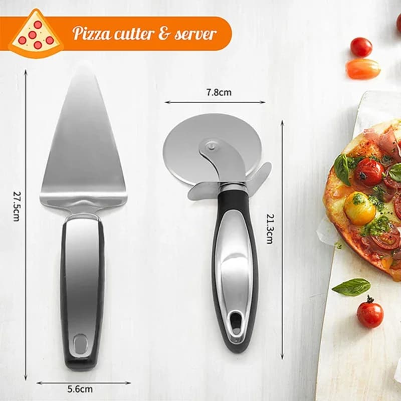 Rezač za pizzu i tijesto od nehrđajućeg čelika s kotačićem