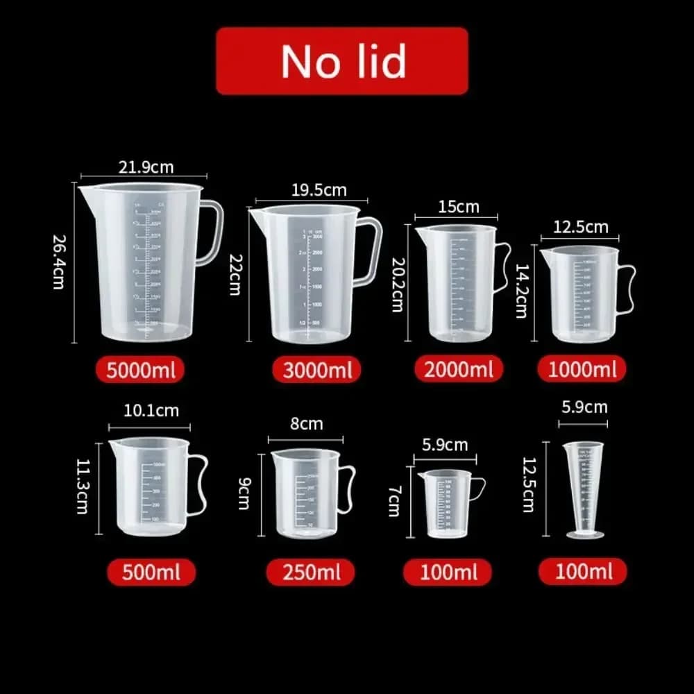 Kuhinjska mjerna posuda sa skalom 100–5000 ml, plastična mjerica otporna na toplinu