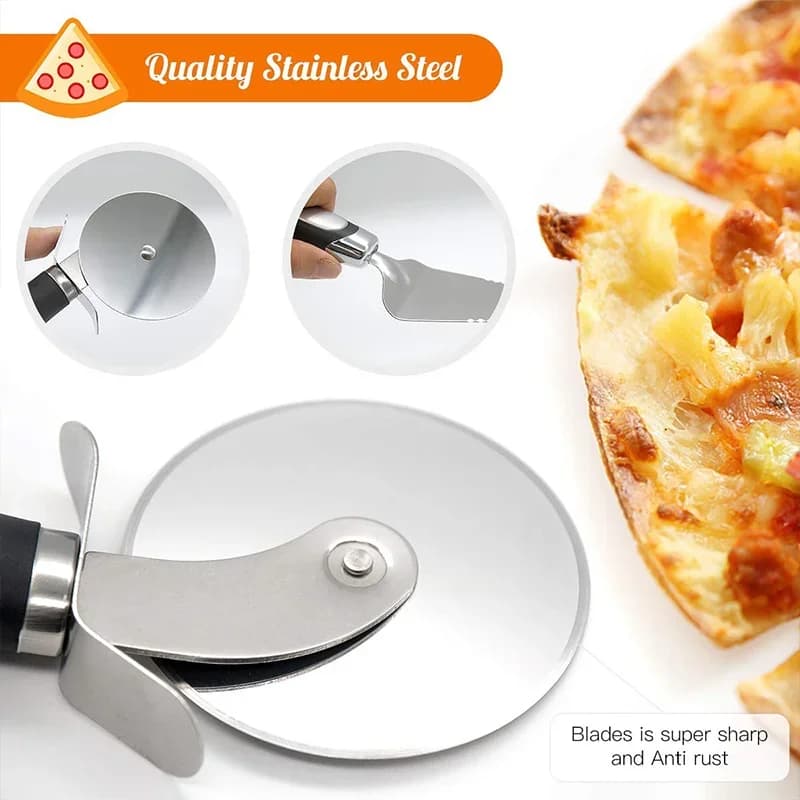Rezač za pizzu i tijesto od nehrđajućeg čelika s kotačićem
