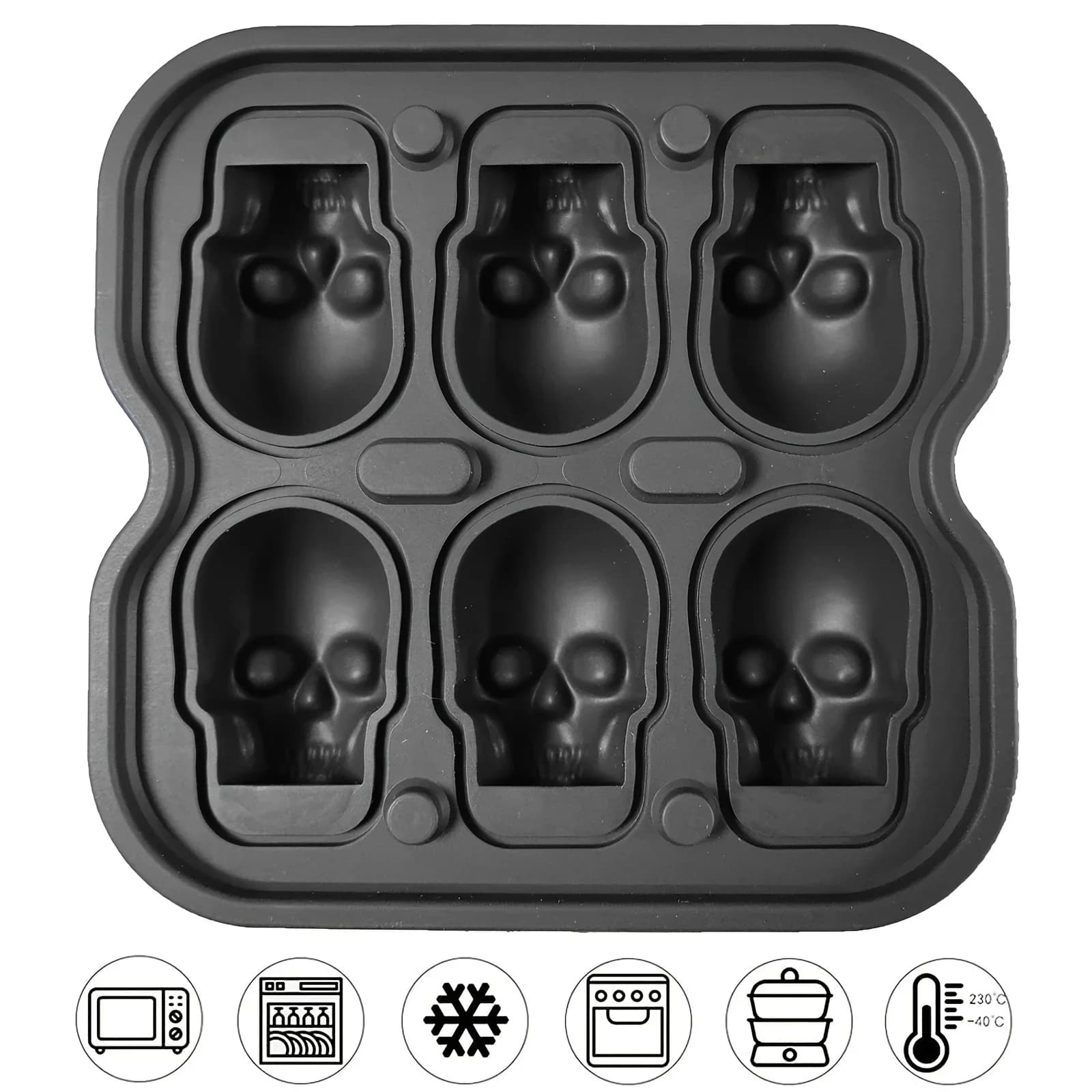 Silikonski 3D kalup za led u obliku lubanje, BPA Free kalup za koktele