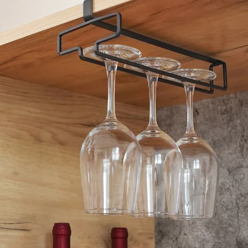 Viseći stalak za čaše za crno vino, držač za čaše s stalkom bez bušenja, ocjeđivač