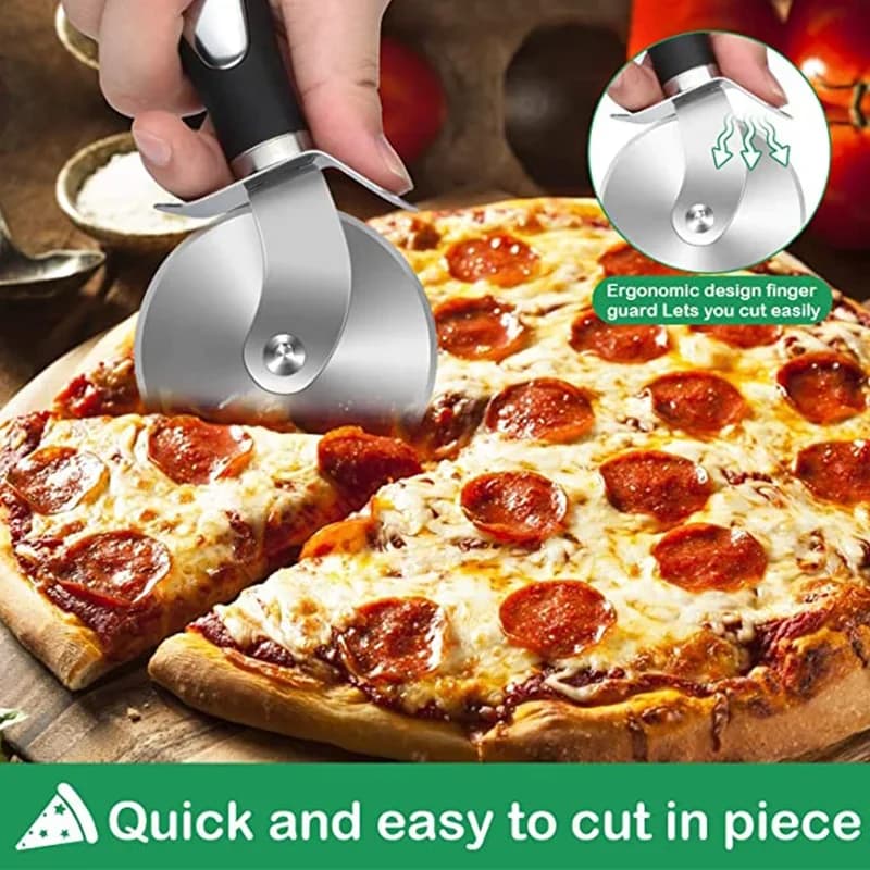 Rezač za pizzu i tijesto od nehrđajućeg čelika s kotačićem