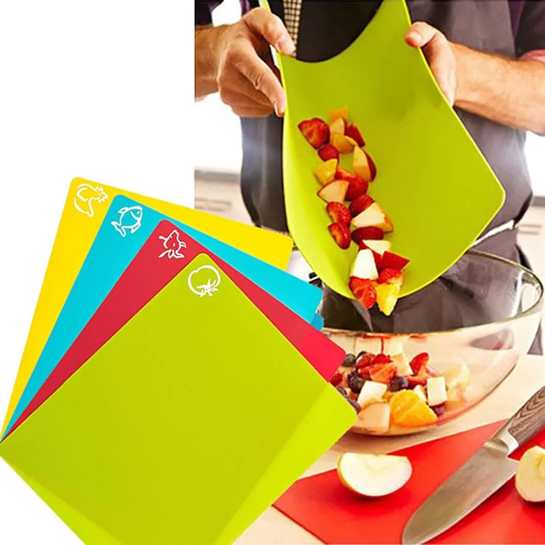 Set od 4 fleksibilne neklizajuće plastične daske za rezanje s oznakama hrane
